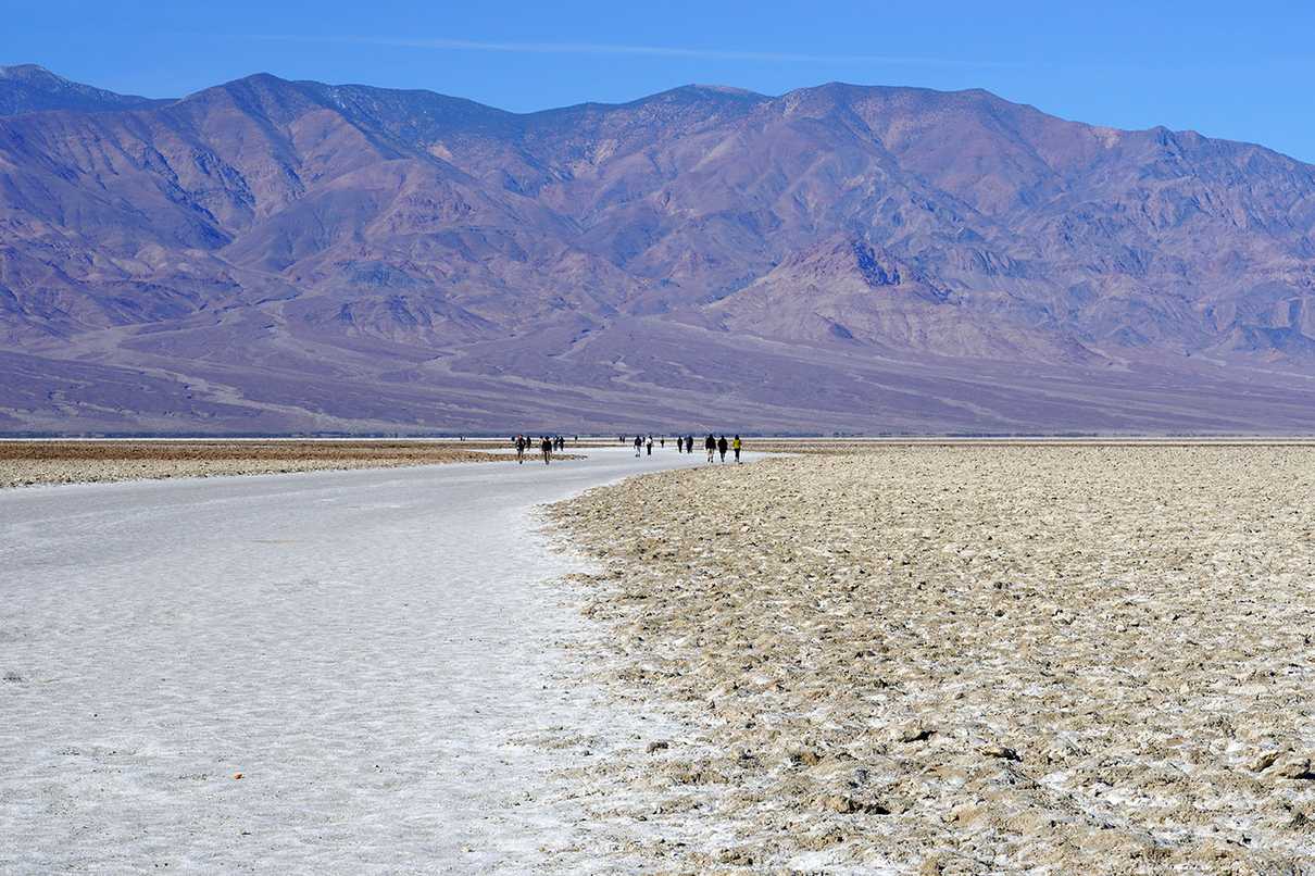 The trail that heads far out into Badwater Basin