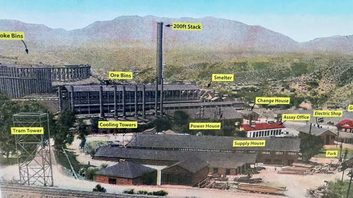 A postcard from the 1930's of what the Old Dominion Mining facility looked like in its prime.