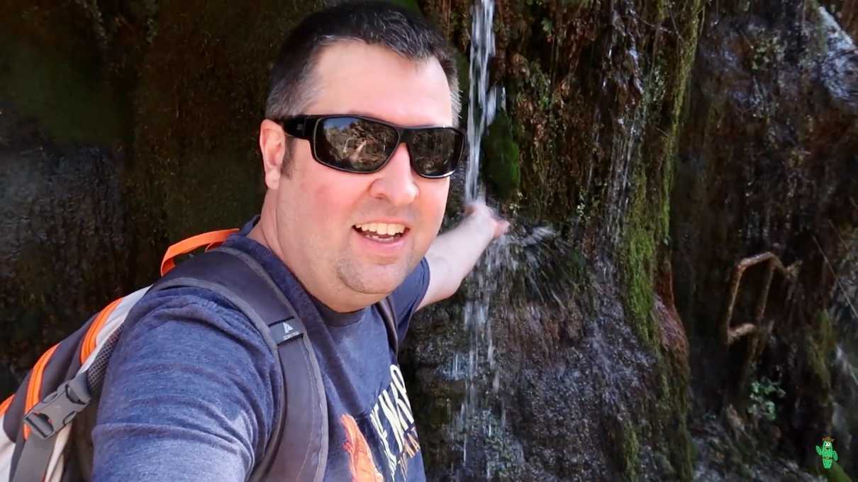 Me hanging out by the waterfall at the bottom of the Waterfall trail